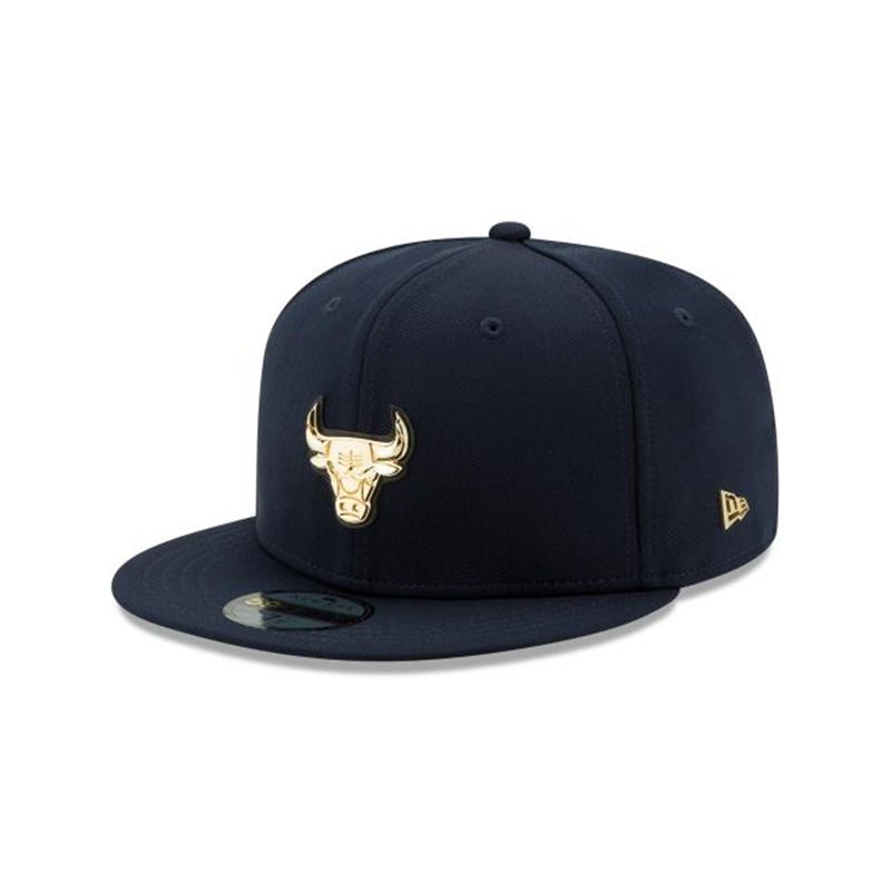 NBA Chicago Bulls Glossed Badge 59Fifty Fitted (QNQ8564) - Blue New Era Caps